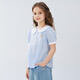 PawinPaw cartoon bear children's clothing 25 spring and summer new girls cute lapel short-sleeved shirt sweet Blue blue/50 120