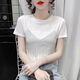 DWRW Chic Short Top pour les femmes en été 2025 Nouveau Iron Diamond Temperament noir Tempilement mince Niche T-shirt à manches courtes 1098 Black M 80-100