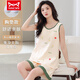 Catman (MiiOW) sleeveless pajamas with chest pads for women in summer new Korean style casual vest shorts dormitory home F-9859 [fixed chest pad] M Recommended 80Jin [Jin equals 0.5 kg]-100Jin [Jin equals 0.5 kg]