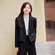 Kurzanzug Jacke für Frauen mit kleinen Frühlings- und Herbstkleidung Temperament Goddess Stil Zwei-teilige Hosen Mode Casual Anzug Set GDX12350 Grauer Anzug + Hose + schwarzer Hossport S