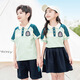 
Tongran Kindergarten Summer New Primary School Uniform Class Uniforms June 1st Performance Clothing Cotton Sports British Style Set 6625 Short Sleeve + Short Skirt 170 Size