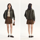 Semir jacket women's lapel loose cool style spring and autumn retro texture PU imitation leather jacket 109524108004