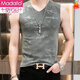 Modal Herrenweste Sommer Hürde Basis Sport Weißer kleiner Sling Muskulär Herren Fitness sexy enge i-Check Hemd grau 6296 Feste Farbe reines Baumwoll 3xl