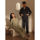 American retainers 2025 Spring and Autumn Couple Pajamas Women's New Long Sleeve Cardigan Casual Stripe Men's Home Clothing Set Women's Style-6172 Black M