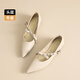 Zhr Top Layer Cowhide Mary Zhen Chaussures pour femmes Boucle de mode polyvalente Soft Sole Light Bouche célibataire pour femmes S687 BEIGE 36