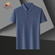 Vogelscheuche Herren kurzärmeligte T-Shirt im mittleren Alter im mittleren Alter mit halbärmeligem T-Shirt Ice Seide Lappel Basishemd T-Shirt Vaters Anzug Polo Top 9196 Navy M 90-110jin [Jin entspricht 0,5 kg]