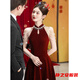 玛菲萱红色旗袍敬酒服新娘新款轻奢晚礼服新中式结婚订婚感婚服 酒红色 S
