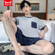 Catman (Miiow) Pajamas pour hommes shorts d'été shorts purs coton purs adolescents simples pour hommes de grande taille de grande taille 9922 l Men (adapté à 95-120 Jin [Jin est égal à 0,5 kg]))