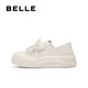 百丽（Belle）可两穿板鞋女2025秋季新款可爱蝴蝶结厚底增高休闲鞋B2629CM5 米白色 37 (235mm)