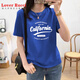 Amante Rucci Camiseta de manga corta de algodón puro blanco para mujeres Hong Kong Fabor Chic Top 2025 Summer NUEVA VERSIÓN COREANA TRENDA TRENDA LOGRA TAMAÑO BLANCO 6172 Modelo regular blanco (estampado azul) S