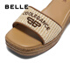 Belle Braided Resort Style Casual Sandals Women's Shopping Mall Thick-soled Wedge Sandals D6J1DBL5 Apricot 36 (230mm)