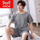 
Catman (MiiOW) brand pajamas for men in summer pure cotton short sleeve shorts thin summer men's youth cotton half sleeve large size men's 9905 lake blue M (165 size) recommended to wear weight 100-125 Jin [Jin equals 0.5 kg]