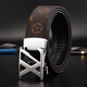 Classic letter belt for men's genuine leather business casual versatile automatic buckle belt new pure cowhide high-end trouser belt xz/black buckle/black old flower 130cm