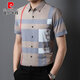 Pierre Cardin High-Def Middle-Eby Camisa de manga corta de mangas delgadas Seda de seda de hielo Summer Summer Papel de moda DOMA SHQE9761 Negro M 165