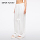 MISS SIXTY2025 summer new casual pants for women elastic waist thin linen loose draping straight trousers bleached S