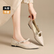 Zhr Top Layer Cowhide Mary Zhen Chaussures pour femmes Boucle de mode polyvalente Soft Sole Light Bouche célibataire pour femmes S687 BEIGE 36
