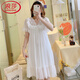 Camisón Langsha (Langsha) Camiseta para mujeres en el verano encaje de manga corta sexy blanca malla pijama de seda vestido de encaje modal de encaje de encaje e_w7373# falda de malla de manga corta M [85-105Jin [Jin equivale a 0.5 kg]]]