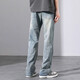 
JEEP SPIRIT Jeep High-end Jeep Loose Straight Men's Spring and Summer New American High Street Casual Wide Legs Long Pants Men 9901 Nostalgic Blue XL 135-150Jin [Jin equals 0.5 kg]