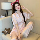 Modal ice silk pajamas for women in 2025 summer new short-sleeved trousers sweet summer thin home clothes for women high quality-YFY9905 [short-sleeved trousers] M [Suggested 80-100Jin [Jin equals 0.5 kg]]