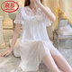 Camisón Langsha (Langsha) Camiseta para mujeres en el verano encaje de manga corta sexy blanca malla pijama de seda vestido de encaje modal de encaje de encaje e_w7373# falda de malla de manga corta M [85-105Jin [Jin equivale a 0.5 kg]]]