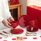 Regalos de boda de Mengduofu para los recién casados ​​regalos de compromiso de boda para la novia para los mejores adornos de boda de dote [quiere ser feliz] tazones, palillos y setware
