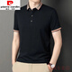 Pierre Cardin Camiseta de manga corta para hombres de mediana edad Camiseta de polo de color sólido de color delgado Camiseta casual para hombres