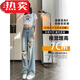 Jiaojing ripped jeans for women in spring and summer 2024 new thin style thin style loose high waist narrow version wide-leg straight pants wash K838 light blue trousers [Fashionable ripped-style] L