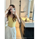 FHHUABD Korean News Agency 6626 Basic I-shaped cup vest for women with side breasts to make them look slim and beautiful back and inner wear outside. Light gray. One size 80-130