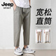 
JEEP SPIRIT casual pants for men summer 2025 new thin loose straight harem pants versatile workwear nine-point long trousers 9904 dark gray S (27 sizes) weight 85-100Jin [Jin equals 0.5 kg]