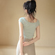 
ACKDCS Nude Female Summer Short Sleeve Slim Pilates Top Professional Running Fitness Sports T-shirt Thin