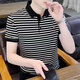 Pierre Cardin Haut-giron à rayures T-shirt pour hommes T-shirt Coton Coton Summer à manches courtes NOUVEAU TRENDE CAS CAS CASSET T-shirt 983 Braves noires [de haute qualité] M 85-100jin [Jin est égal à 0,5 kg]