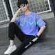 Ruibanglai Summer Teen Teen kurzärmelig T-Shirt Boy 13-15 Jahre alte Schüler der High School School Schüler Große Kinder Sommerkleidung hübsches Sport Set XSD-T9226 White Grey (Top + Pants) XL 115 bis 130jin [Jin gleich 0,5 kg]