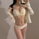 法式丝绒性感红色本命年内衣女小胸聚拢无钢圈舒适保暖文胸罩套装 香槟(套装) MX694 70A 32B(通杯)