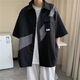 S.SOFEA summer short-sleeved work suit three-piece set for male students versatile handsome shirt suit three-piece set 1283 black + work suit shorts + T-shirt XS