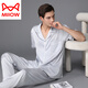 Catman (Miiow) Pyjamas Herren Sommerseide Dünne Kurzärmelhosen Frühling und Herbst Home Clode Seide Europa und Amerika 2025 Neue Stil Aprikosenfarbe 3899 2xl (Gewicht 150-175 Jin [Jin gleich 0,5 kg]))