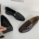 S.SOFEA平底小皮鞋女百搭乐福豆豆鞋春季 S6628-1枣红色 36