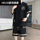HEUG Lingyue Men's Clothing Store 2025 Summer gran tamaño deportivo informal Conjunto de dos piezas versátiles de dos piezas (YYW6195) XL (130-150Jin [Jin equivale a 0.5 kg])
