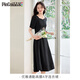 Robe Pincai pour femmes French Hepburn Style Robe noire haut de gamme A-line manche courte robe longue p52q069