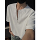 Kurz amerikanische Halbzipper Kurzärärmelte T-Shirt Herren 25 Sommer New High Street Trend Marke Waffle T-Shirt Lose halbärmelig oberste graue XL (125-145jin [Jin ist gleich 0,5 kg])