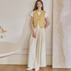 Roeyshouse Luoyi Modependler Set Frauen 2025 Sommer neuer Stil High-End-gelbe Weste Straight Hosen zweiteiliger Set 12210 Set S