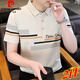 Pierre Cardin Lapa para hombres Camiseta de manga corta Algodón puro 2025 Summer NUEVO PAPO DAD MEDIA Y POLO SLIM POLO CAMISA Rayas K12129 Caki + K12129 Azul M