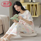 Langsha Light Luxury High-End-Sommerpyjamas Frauen reines Baumwolldünne kurzärmelige Hosen Student Cute Anzug Frühling und Herbst Lose Home Y9713 m (Empfohlen 75-95jin [Jin entspricht 0,5 kg])