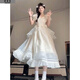 Sidanrui French super fairy first love sweet princess dress for women in summer beach vacation style waist-hugging and slimming fairy long skirt Princess dress One size [remarkable number]
