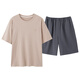 Langsha (langsha) men's pajamas summer pure cotton shorts summer thin style casual middle-aged and elderly fathers large size home clothing men's style 13603# skin color pure cotton shorts L [Suggested 100-120Jin [Jin equals 0.5 kg]]