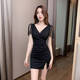 
Nightclub KTV sexy dress with temperament backless deep V-neck sauna massage foot bath SPA foot bath technician work clothes 3897 black M suggests 95-105Jin [Jin equals 0.5 kg] All size