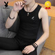 
Playboy (PLAYBOY) Men's summer pure cotton vest thin tight elastic fitness vest sleeveless sports T-shirt solid color base shirt 6296 gray solid color XL 120-135Jin [Jin equals 0.5 kg]