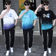 Ruibanglai Summer Teen Teen kurzärmelig T-Shirt Boy 13-15 Jahre alte Schüler der High School School Schüler Große Kinder Sommerkleidung hübsches Sport Set XSD-T9226 White Grey (Top + Pants) XL 115 bis 130jin [Jin gleich 0,5 kg]