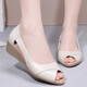 Aokangbai summer new genuine leather women's sandals fish mouth shoes heeled Roman sandals women's casual mother's shoes low heel medium heel women's shoes Huidong genuine leather sandals non-slip soft sole-gray rice (thick heel style) 35 sandals for women 2025 new