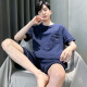Langsha 2025 Neuem Herren Sommerpyjama kurzärmelige Heimkleidung Herrenjungen Teenager Sommer Sommer großer Anzug HDE-9913 L