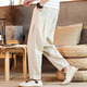 KAZUKI KURAISHI KURAISHI Trendy Chinese Style Linen Pants Men's Summer Thin Loose Sports Cotton Line Harun Casual Long Pants Gray XL